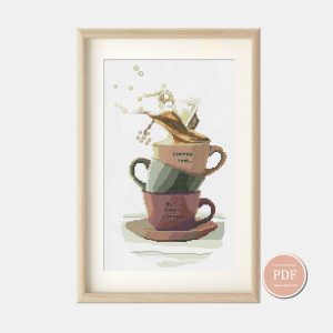Coffee Mug Cross Stitch Pattern Modern Embroidery PDF Instant Download 46
