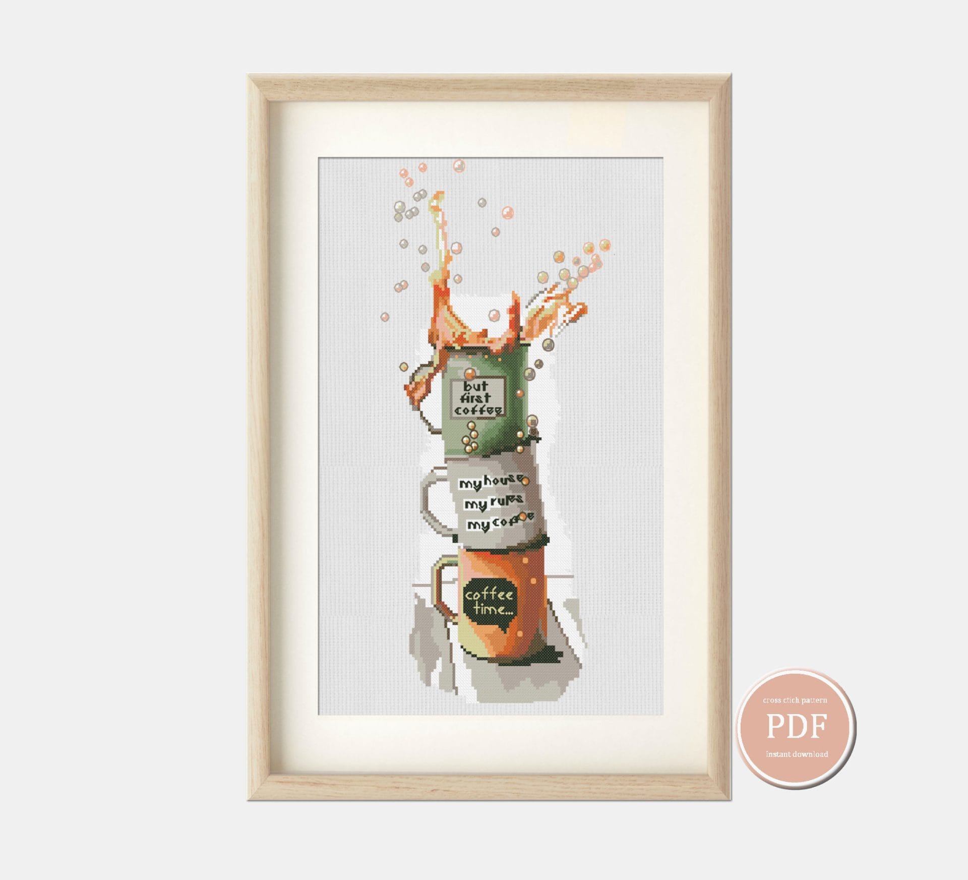 Coffee Cup Cross Stitch Pattern Modern Counted Chart PDF 47 1 Coffee Cup Cross Stitch Pattern Modern Counted Chart PDF 47