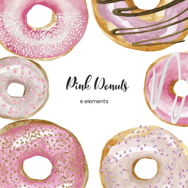 watercolor pink donuts clipart