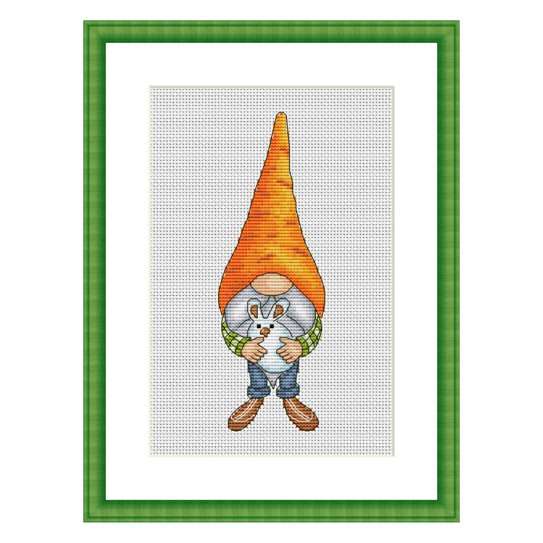 Carrot gnome cross stitch pattern PDF, easter gnome 2 easter gnome cross stitch