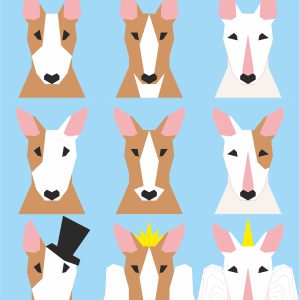 Set of 2 Bull terrier Quilt Block Pattern: 20 % Savings