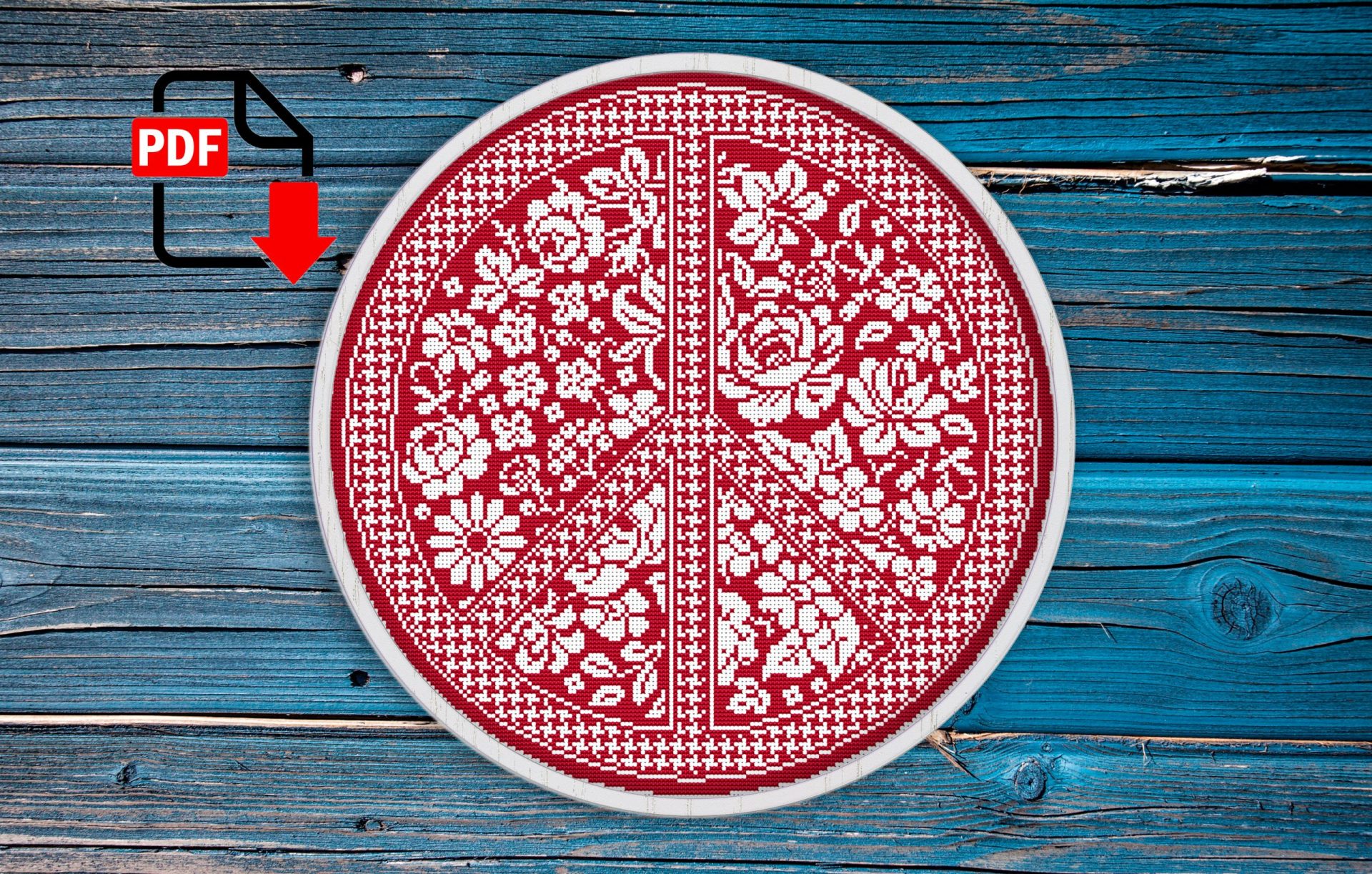 Free cross stitch pattern Peace pattern Flowers cross stitch 2 Free cross stitch pattern Peace pattern Flowers cross stitch - Image 2