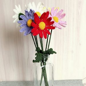 Gerbera Daisy.5pcs. Crochet Flower bouquet. Spring gifts for her.