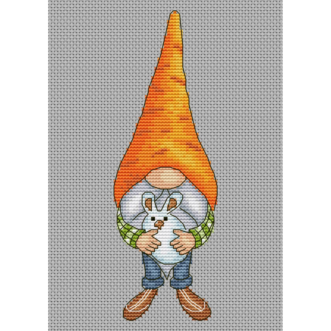 Carrot gnome cross stitch pattern PDF, easter gnome 3 gnome and bunny
