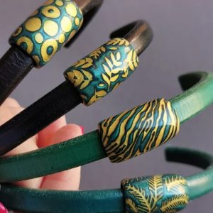 Polymer clay sliders for the regaliz leather Bracelet zamak
