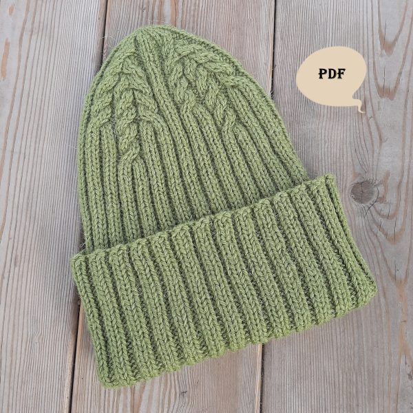 Ribbed Hat Knitting PDF Pattern 1 Adult Size Slouchy Beanie