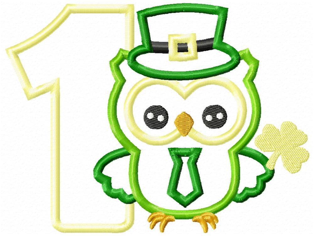 Owl St Patricks applique Machine embroidery design 2 Owl St Patricks applique Machine embroidery design - Image 2