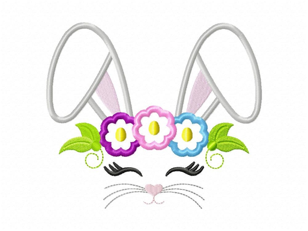 Easter bunny face applique Machine embroidery design 2 Easter bunny face applique Machine embroidery design - Image 2