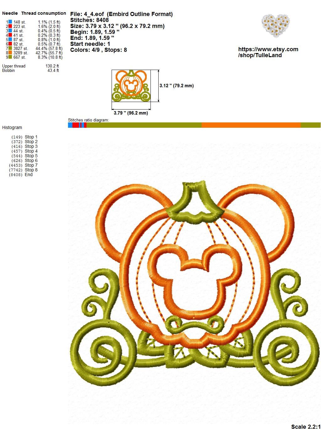 Pumpkin carriage Halloween Machine embroidery design