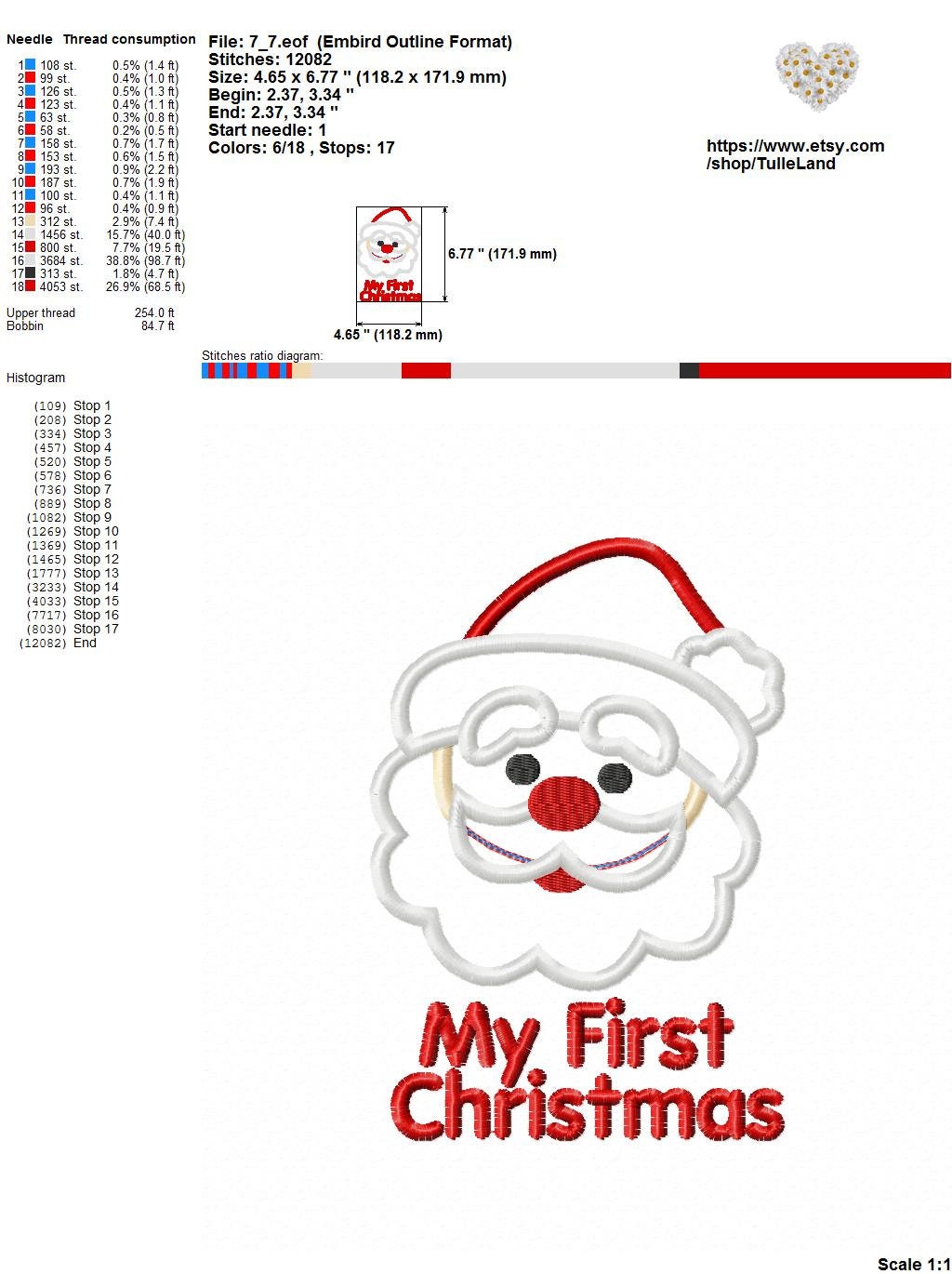 Santa 1st Christmas Applique Machine embroidery design 9 Santa 1st Christmas Applique Machine embroidery design - Image 9