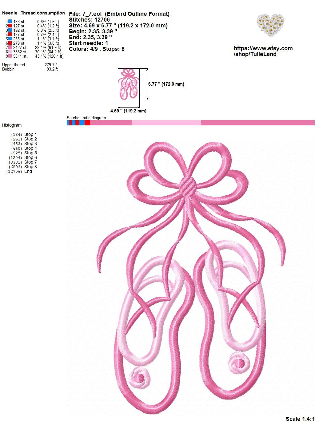 Ballet Shoes Ballerina Machine embroidery design 5 Ballet Shoes Ballerina Machine embroidery design - Image 5