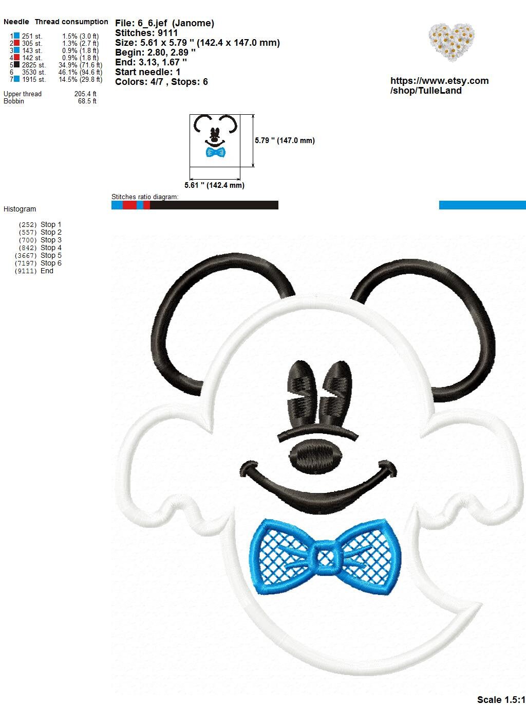 Halloween Ghost Mr Mouse Ghost Machine embroidery design 8 Halloween Ghost Mr Mouse Ghost Machine embroidery design - Image 8
