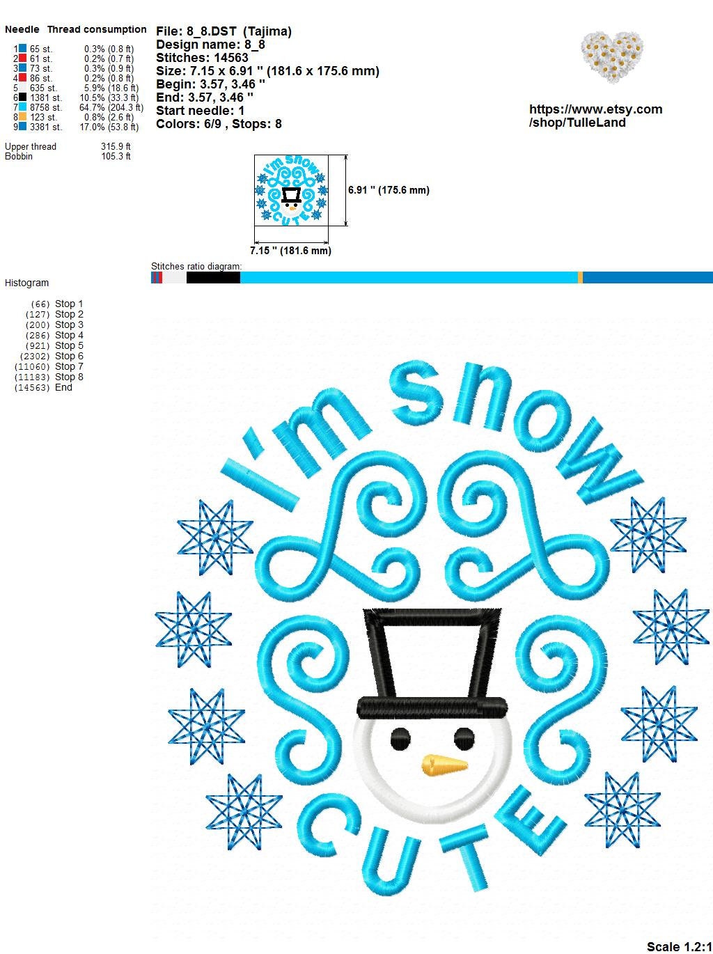 I'm snow cute Snowman Christmas Machine embroidery design 6 I'm snow cute Snowman Christmas Machine embroidery design - Image 6