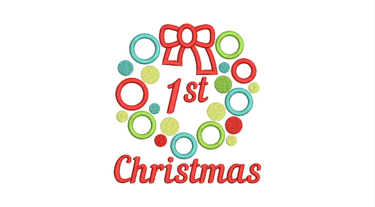 Christmas Wreath with Bow Machine embroidery design 2 Christmas Wreath with Bow Machine embroidery design - Image 2