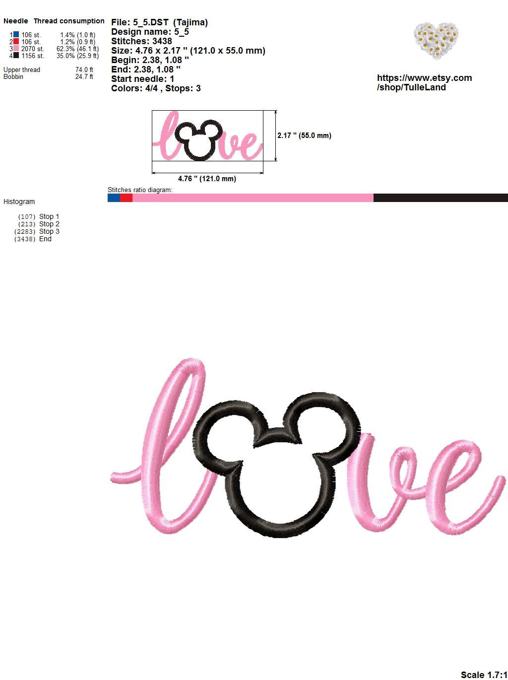 Valentine Day Love Miss Mouse Machine embroidery design 9 Valentine Day Love Miss Mouse Machine embroidery design - Image 9