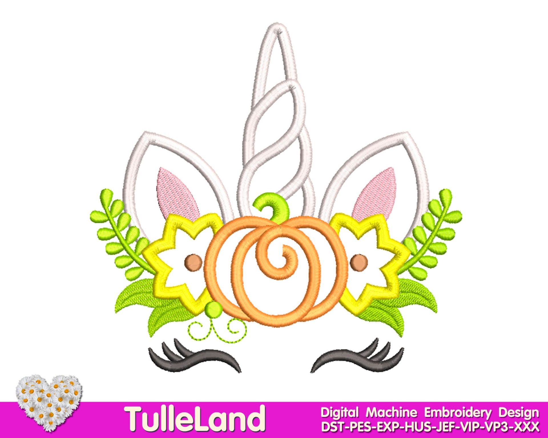 Halloween Unicorn horn pumpkin Machine embroidery design 2 Halloween Unicorn horn pumpkin Machine embroidery design - Image 2