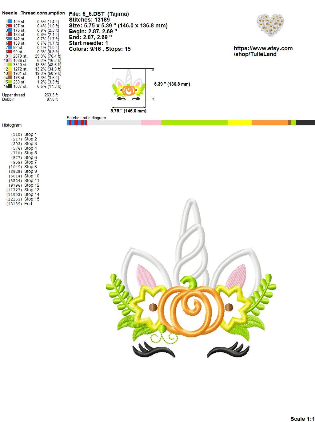 Halloween Unicorn horn pumpkin Machine embroidery design 8 Halloween Unicorn horn pumpkin Machine embroidery design - Image 8