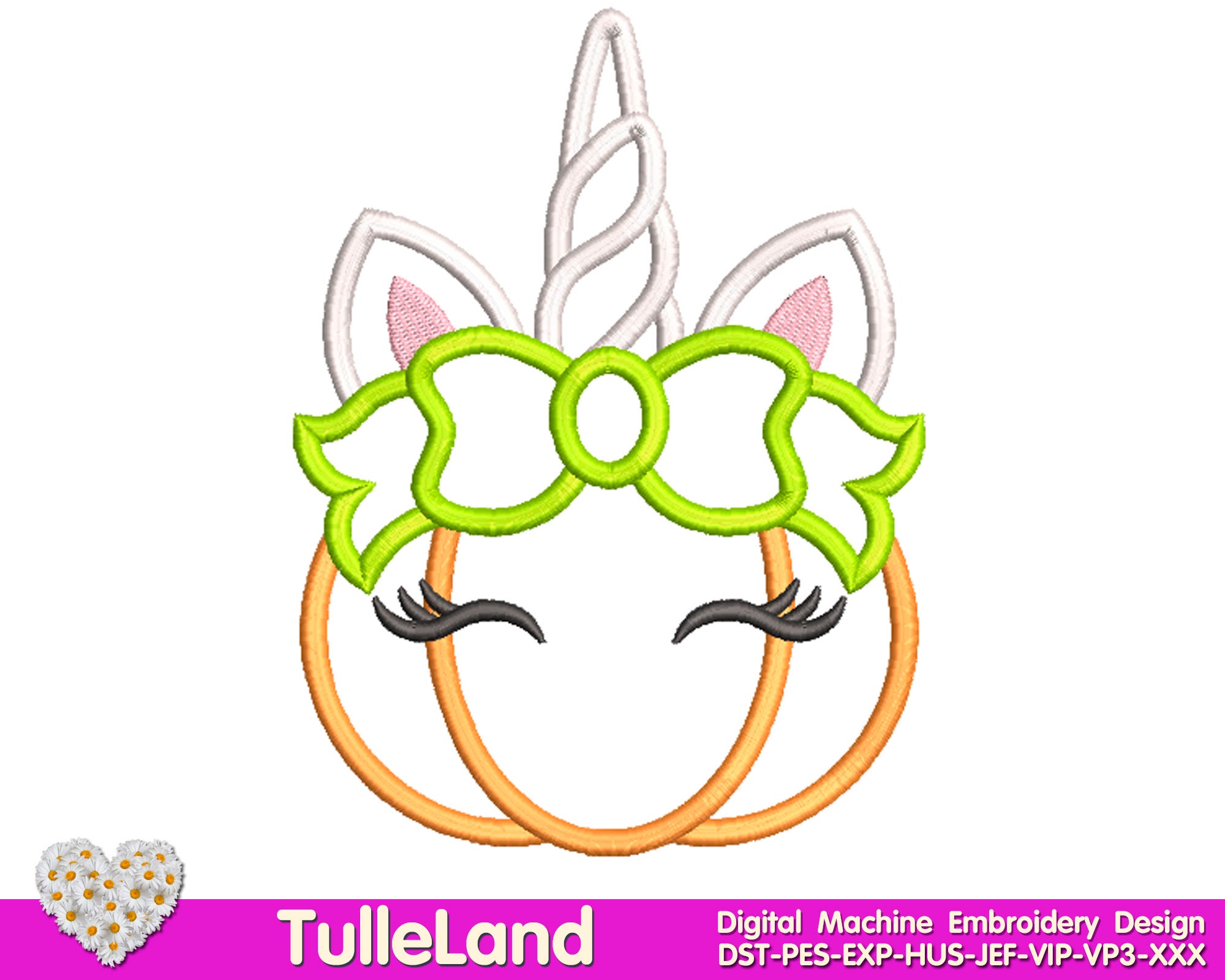 Halloween Unicorn horn pumpkin Machine embroidery design 2 Halloween Unicorn horn pumpkin Machine embroidery design - Image 2
