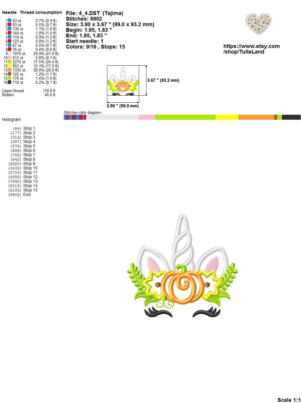 Halloween Unicorn horn pumpkin Machine embroidery design 6 Halloween Unicorn horn pumpkin Machine embroidery design - Image 6