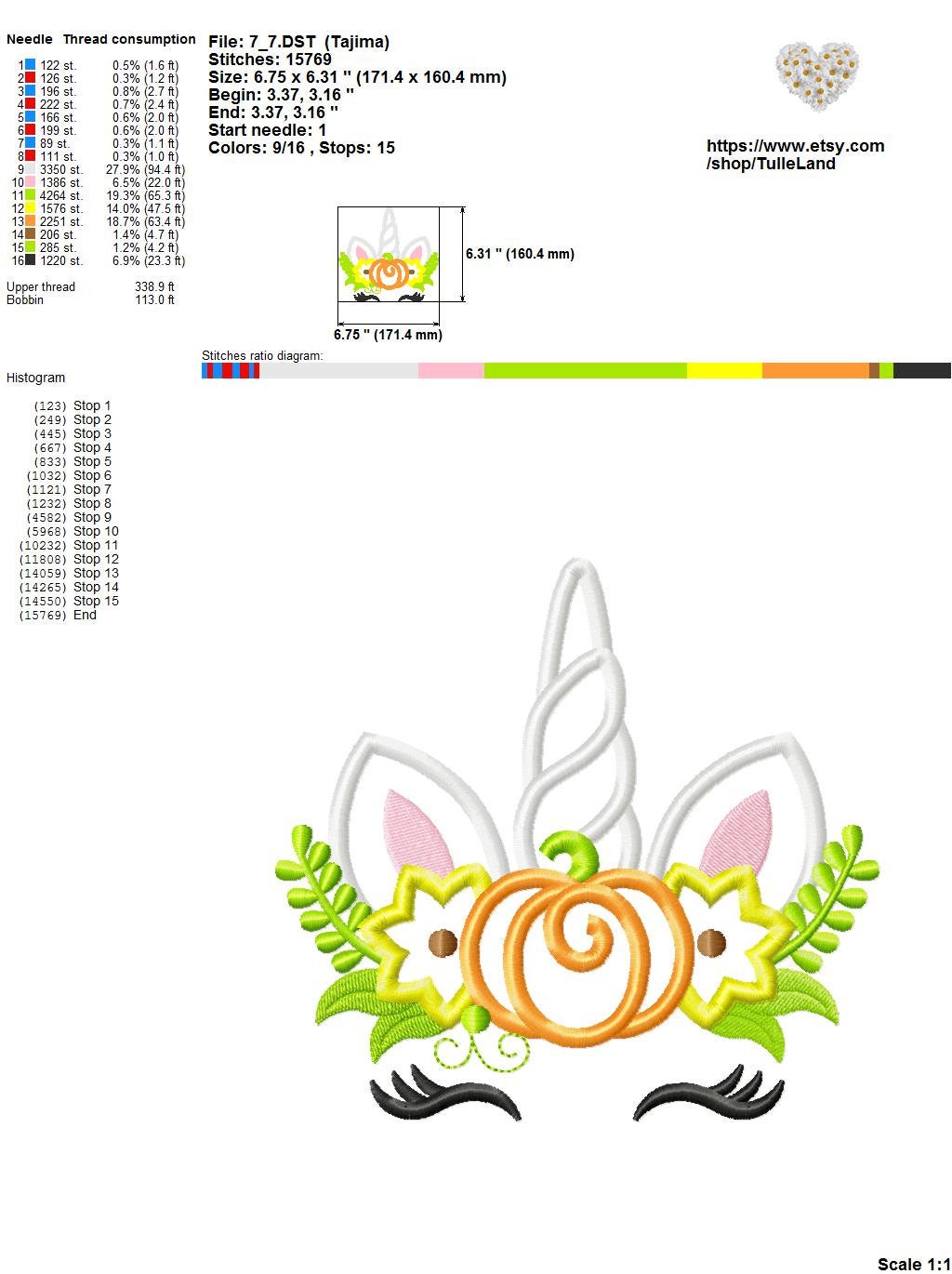 Halloween Unicorn horn pumpkin Machine embroidery design 9 Halloween Unicorn horn pumpkin Machine embroidery design - Image 9