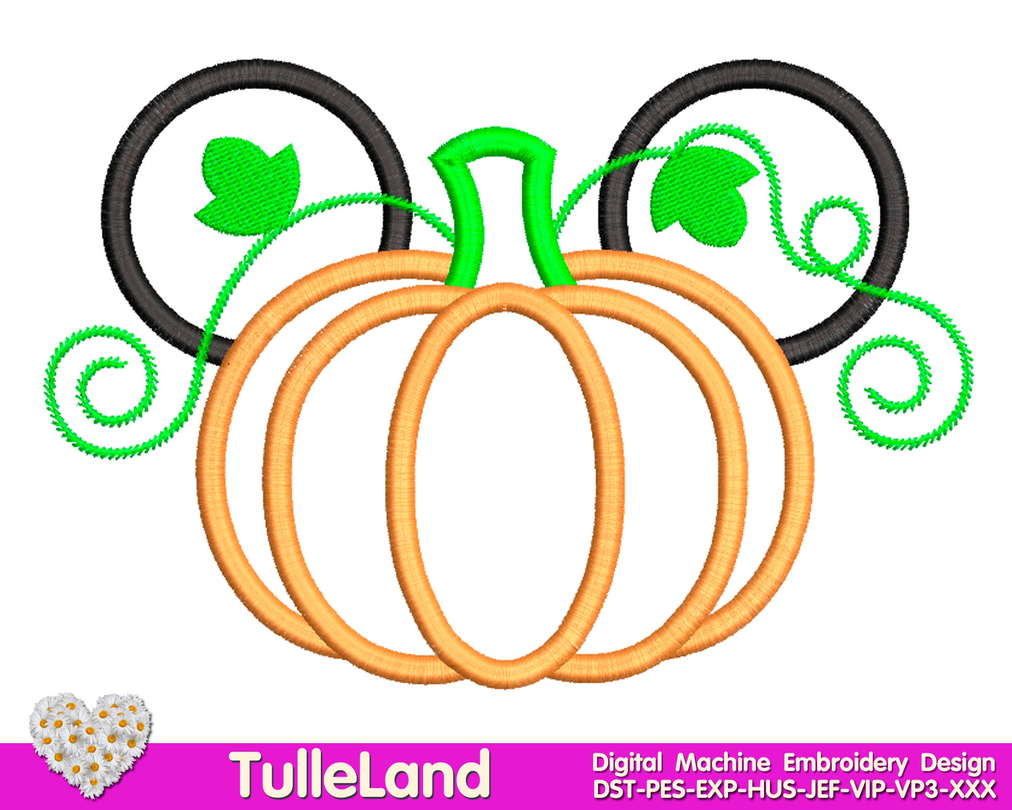 Halloween Pumpkin Mouse head Machine embroidery design 2 Halloween Pumpkin Mouse head Machine embroidery design - Image 2