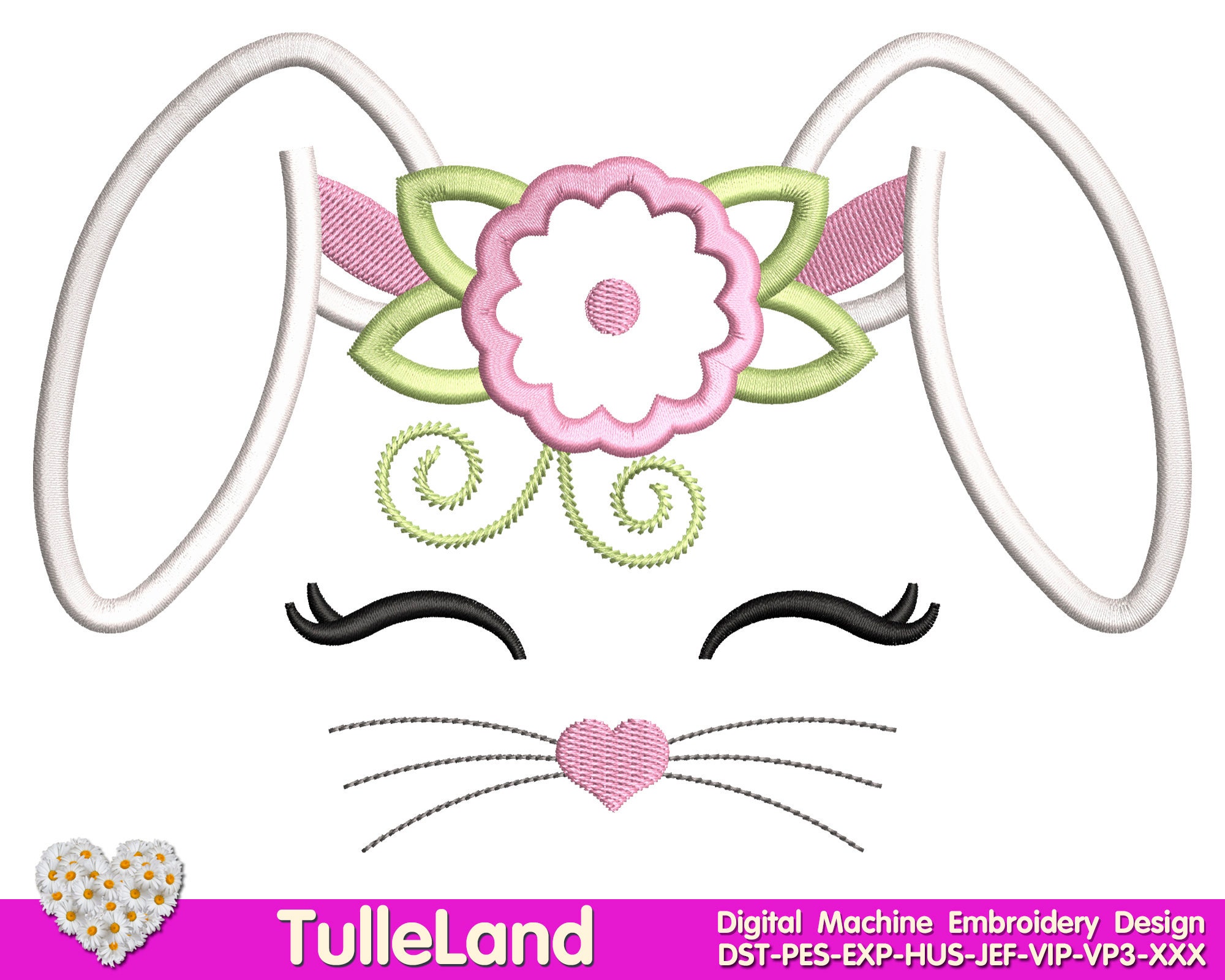 Easter Bunny rabbit Head Machine embroidery design 2 Easter Bunny rabbit Head Machine embroidery design - Image 2