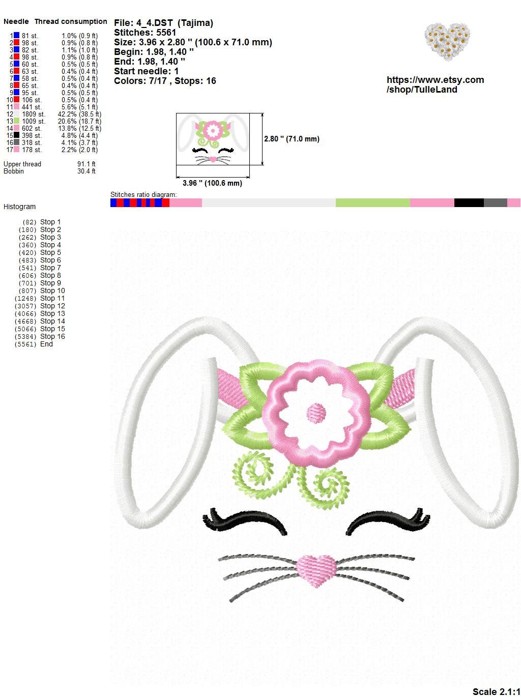 Easter Bunny rabbit Head Machine embroidery design 6 Easter Bunny rabbit Head Machine embroidery design - Image 6