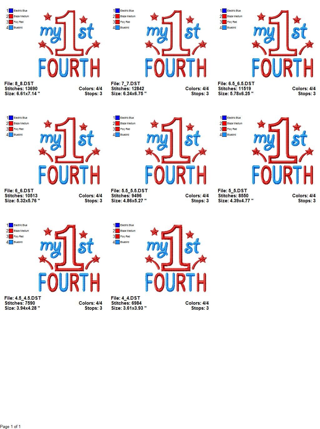 My 1st Fourth of July Red White Machine embroidery design 3 My 1st Fourth of July Red White Machine embroidery design - Image 3