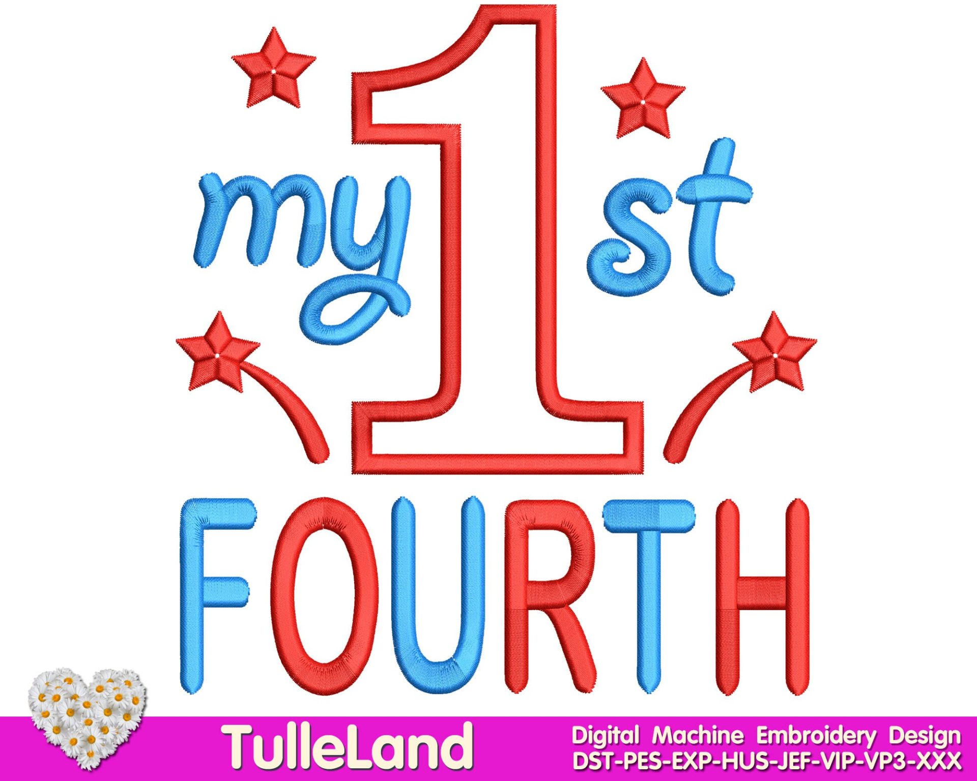 My 1st Fourth of July Red White Machine embroidery design 2 My 1st Fourth of July Red White Machine embroidery design - Image 2