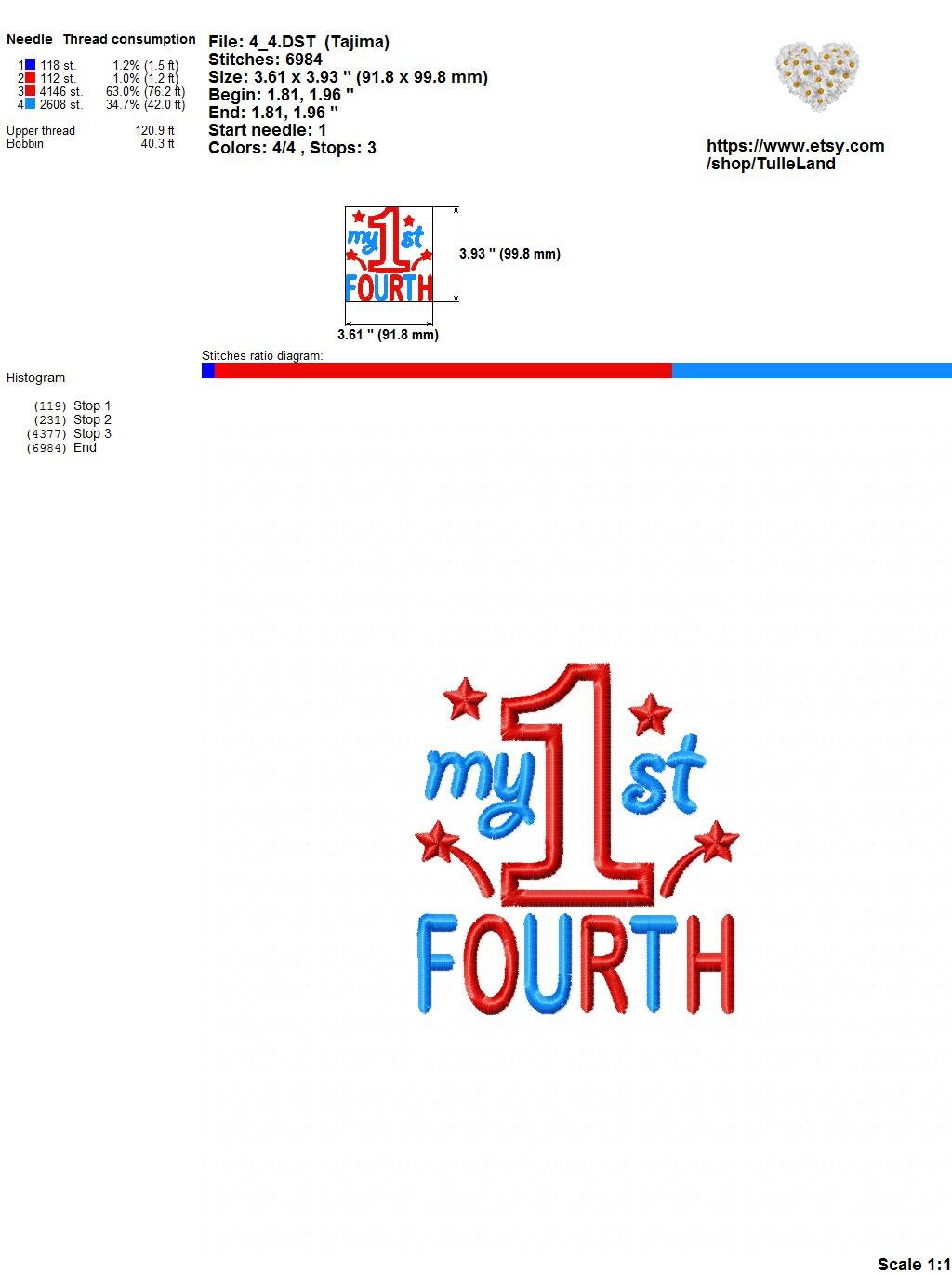 My 1st Fourth of July Red White Machine embroidery design 6 My 1st Fourth of July Red White Machine embroidery design - Image 6