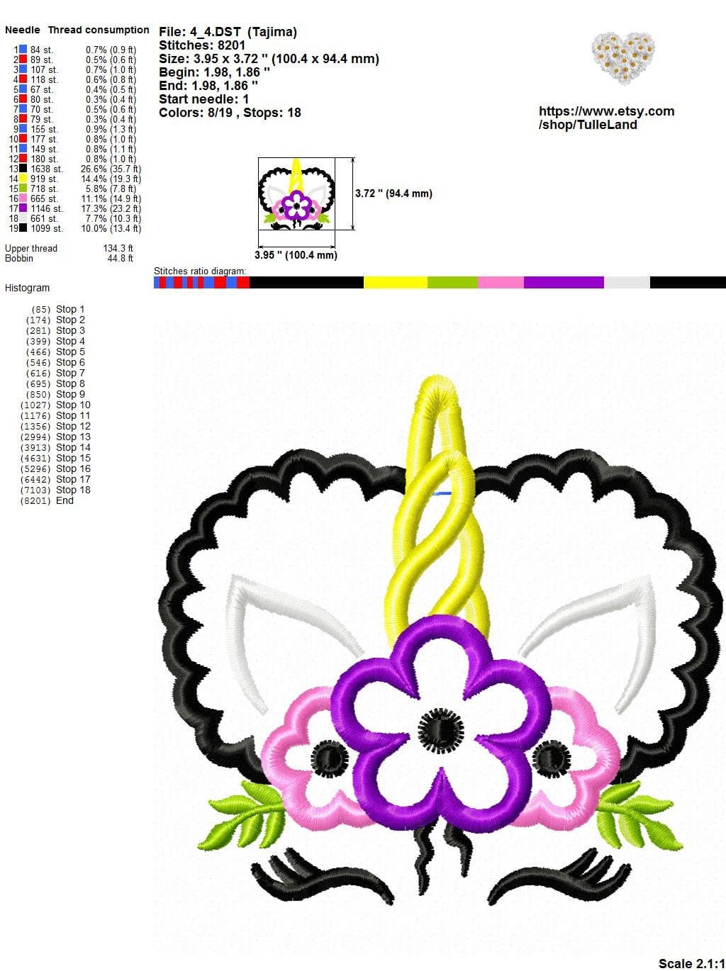 Birthday Afro Unicorn face Machine embroidery design 6 Birthday Afro Unicorn face Machine embroidery design - Image 6
