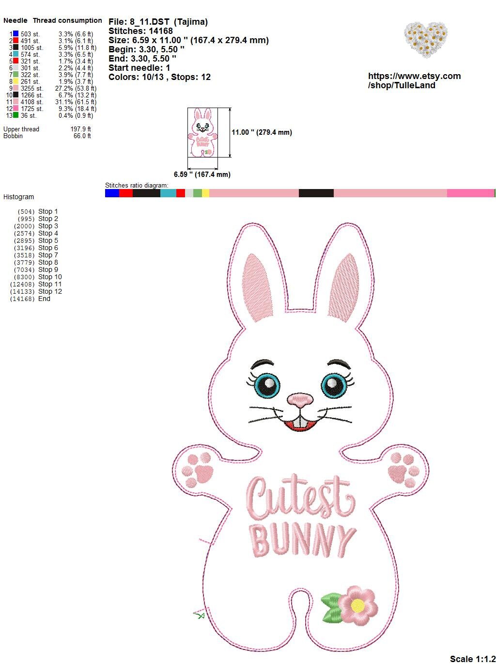 Easter Bunny Stuffed ITH Pattern Machine embroidery design 7 Easter Bunny Stuffed ITH Pattern Machine embroidery design - Image 7
