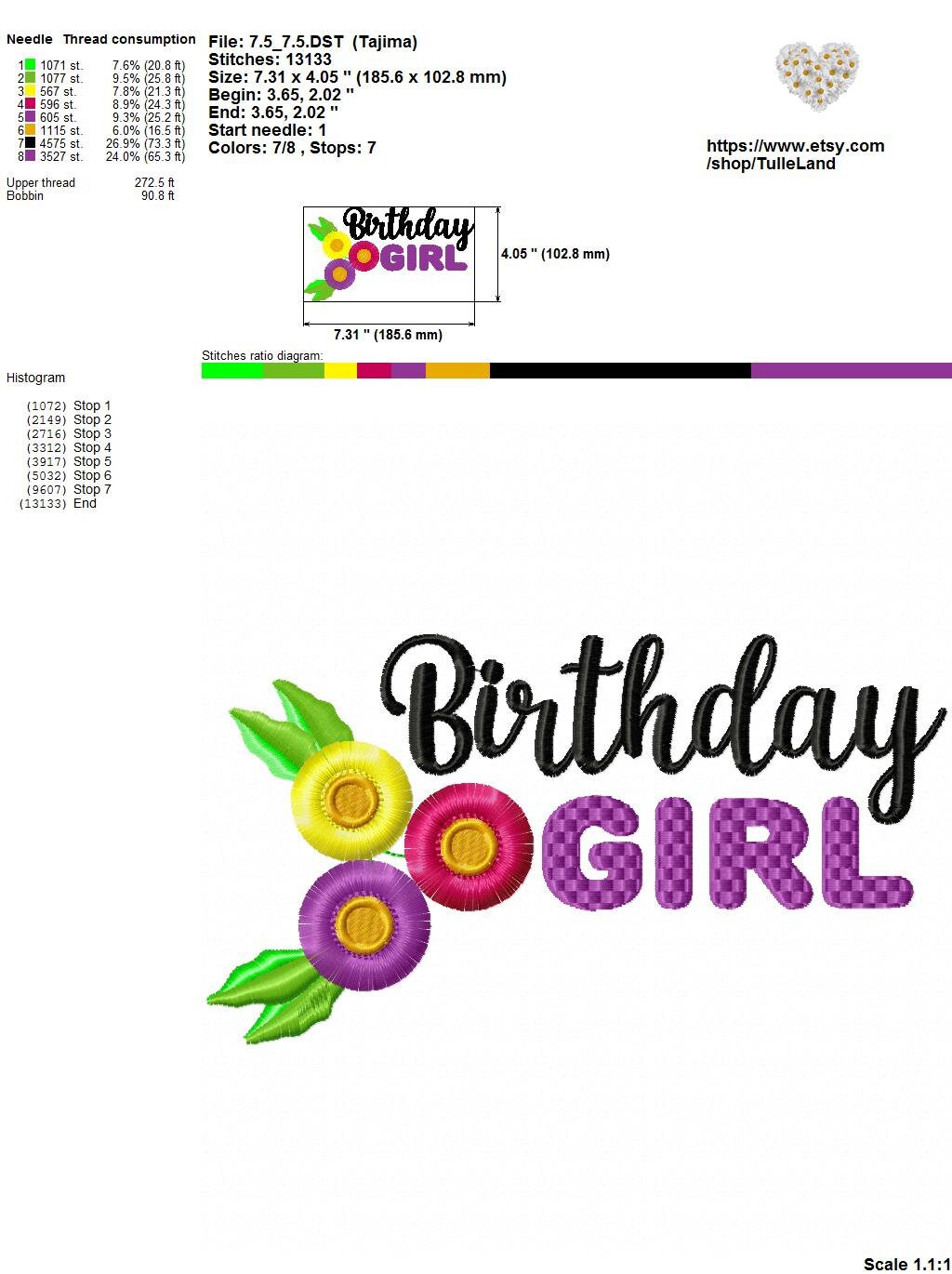 Birthday Girl Princess Machine embroidery design 6 Birthday Girl Princess Machine embroidery design - Image 6