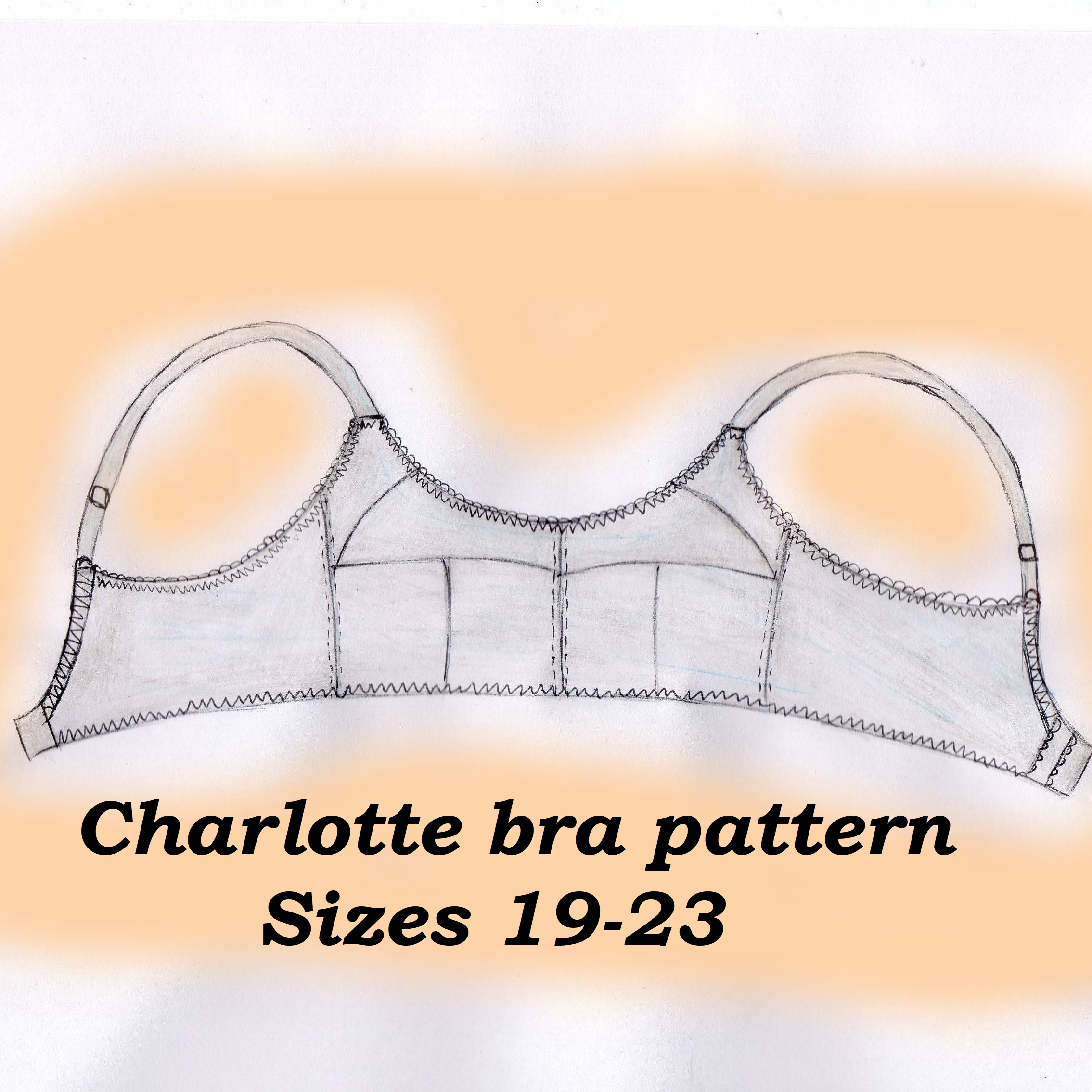 Wire free bra sewing pattern, Charlotte, Sizes 19-23