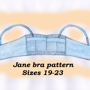 Wire free bra sewing pattern, Charlotte, Sizes 19-23