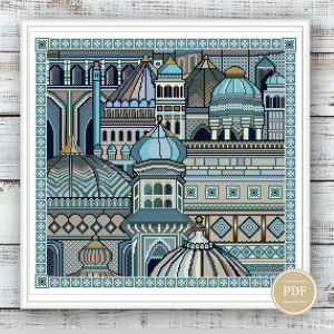 Cross Stitch Pattern Patchwork East Town Simple Embroidery Instant Download PDF 90