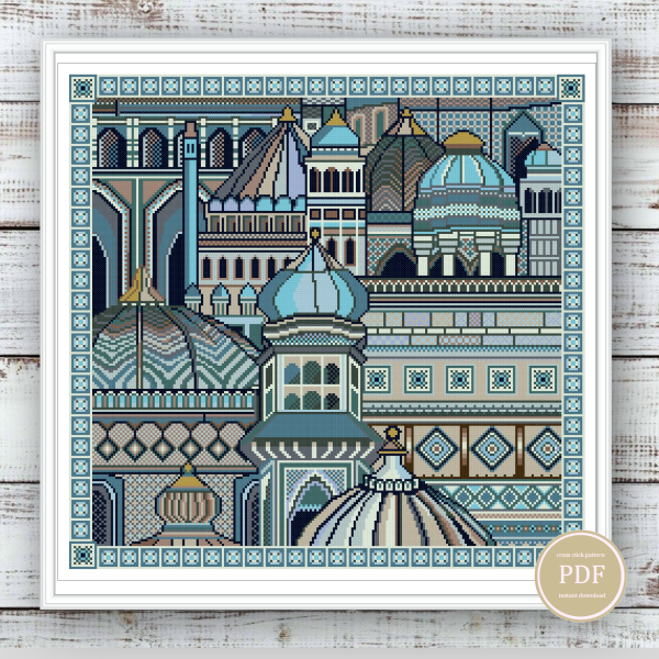 Cross Stitch Pattern Patchwork East Town Simple Embroidery Instant Download PDF 90