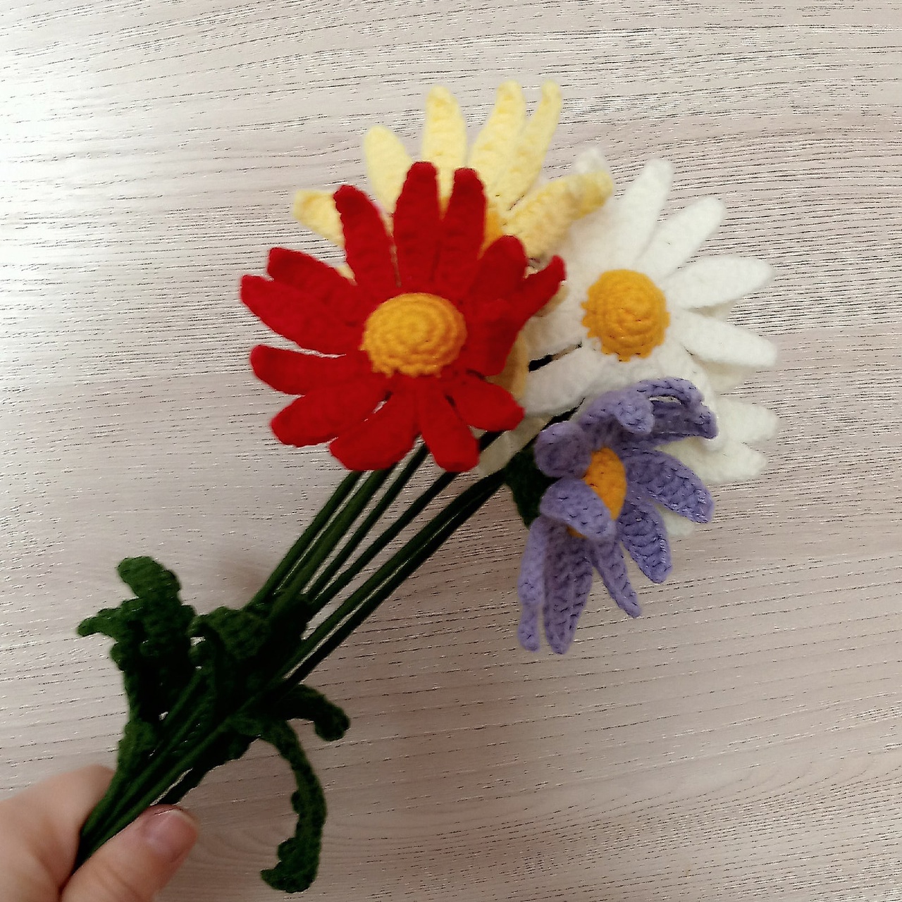 Gerbera . Crochet Flower bouquet. Spring gifts her