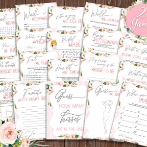 Spanish English Pink Bridal Shower Games Despedida de Soltera
