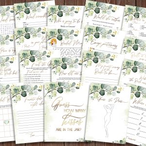 Eucalyptus Bilingual Bridal Shower Games Despedida de Soltera Set