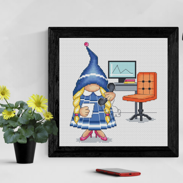office gnome cross stitch pattern