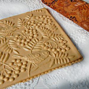 Rolling pin for cookies, rolling pin with rowan pattern