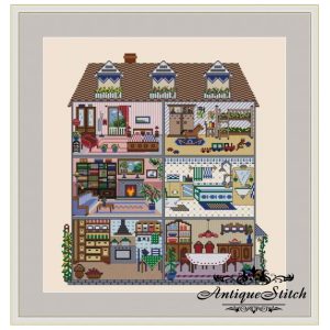 DollHouse 3 Cross Stitch Pattern PDF Miniature embroidery