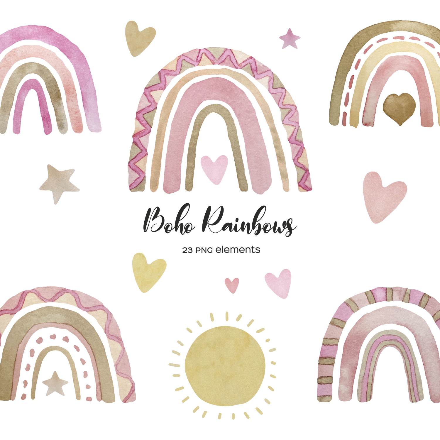 pink Rainbow clipart , cute modern Rainbow