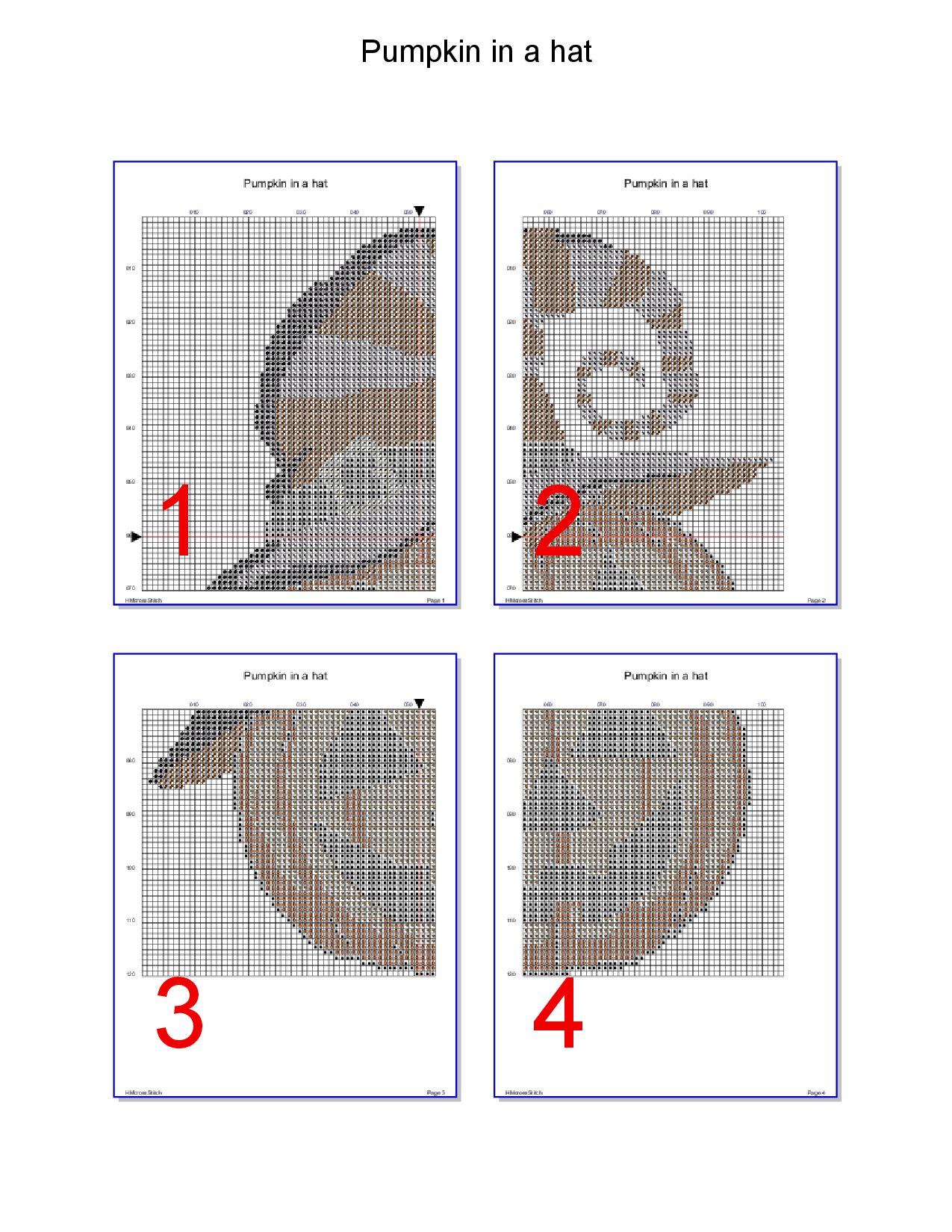 Cute halloween pumpkin with a hat cross stitch pattern 3 Halloween pumpkin with a hat cross stitch