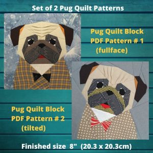 Set of 2 Pug Quilt Block