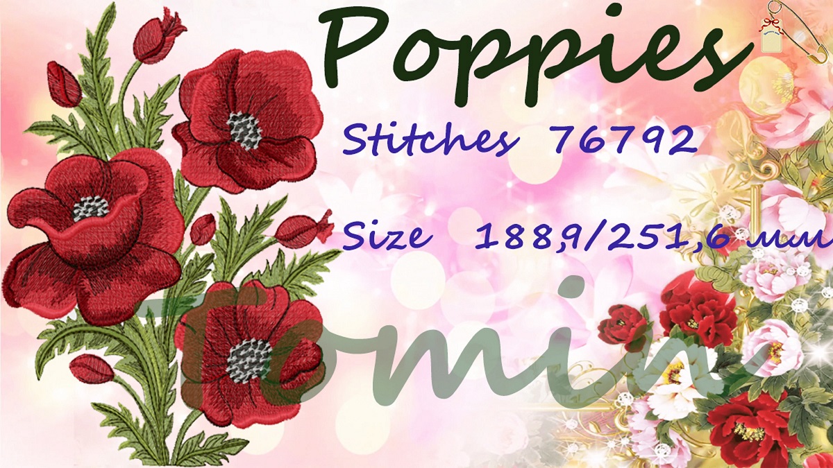 Design Embroidery Machine Patterns Design DIGITAL EMBROIDERY Poppies 3 Design Embroidery Machine Patterns Design DIGITAL EMBROIDERY Poppies - Image 4