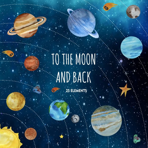 Watercolor Solar System Clipart