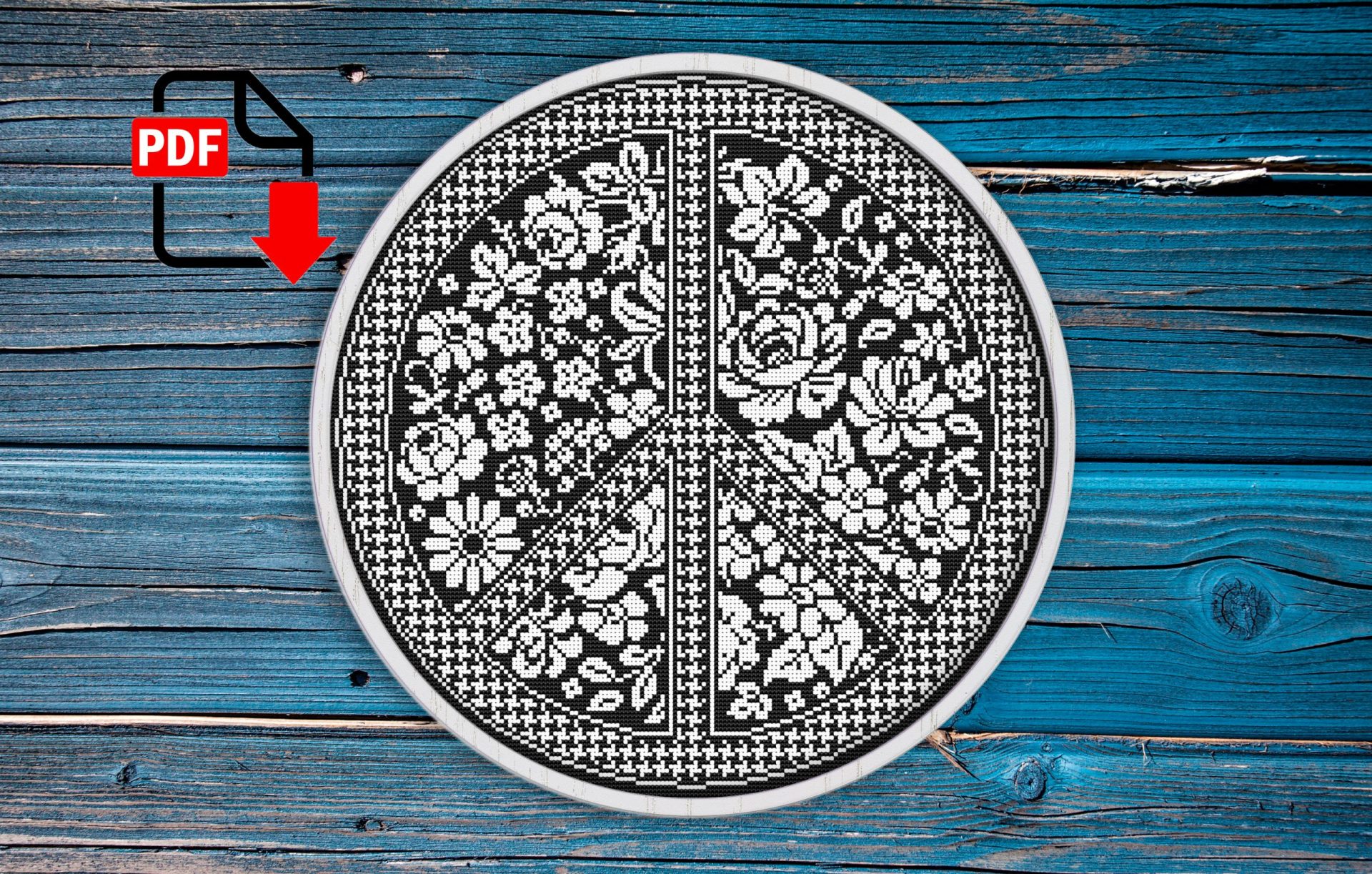 Free cross stitch pattern Peace pattern Flowers cross stitch 4 Free cross stitch pattern Peace pattern Flowers cross stitch - Image 4
