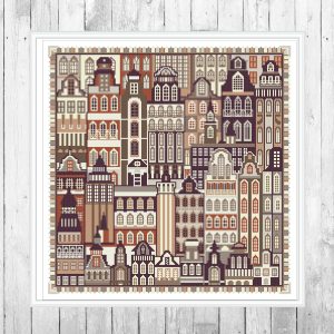 Cross Stitch Pattern Patchwork Dutch City Simple Embroidery PDF Instant Download 104